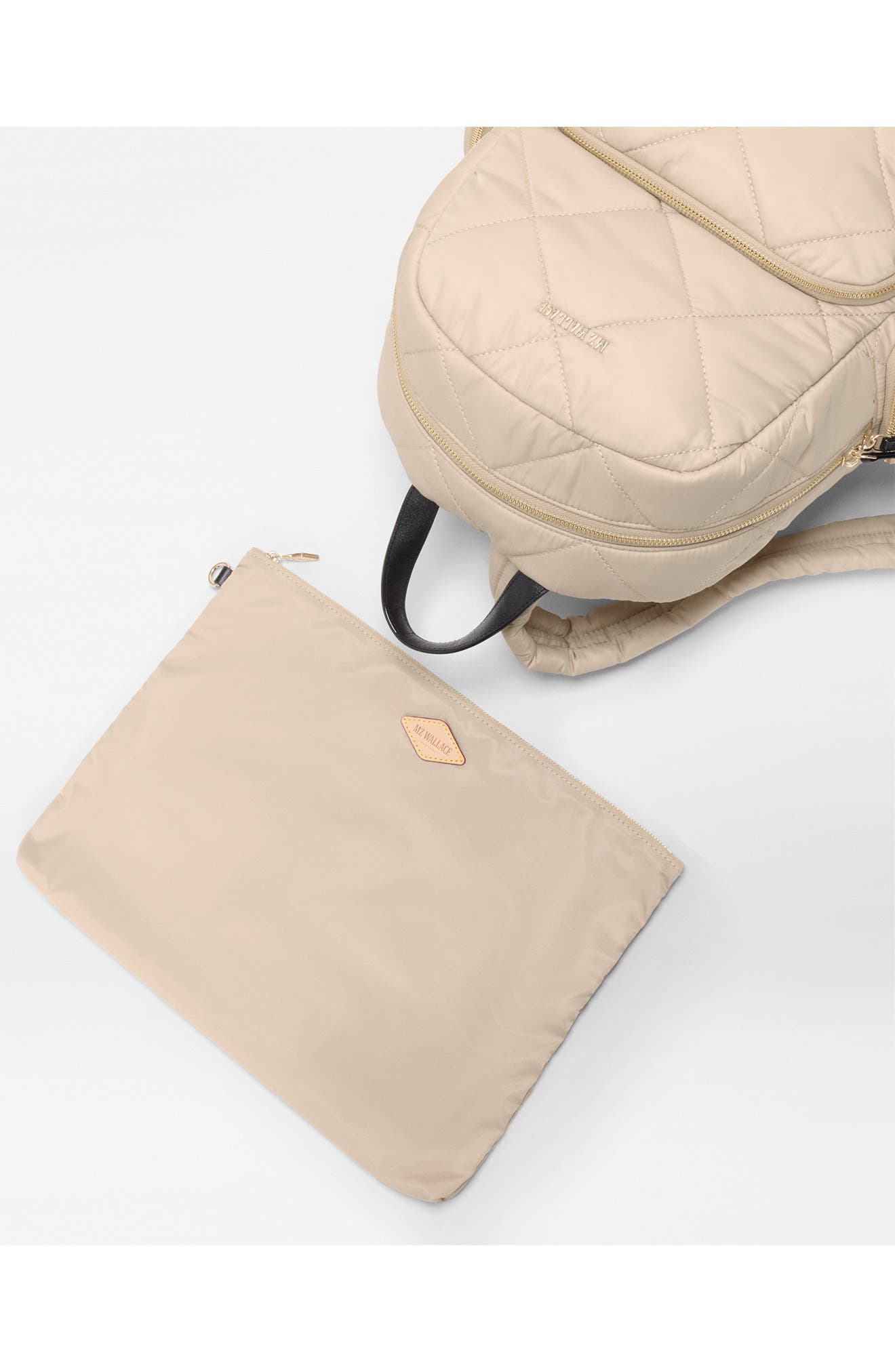 Madison Quilted Nylon Backpack, Alternate, color, SAND/ BLACK