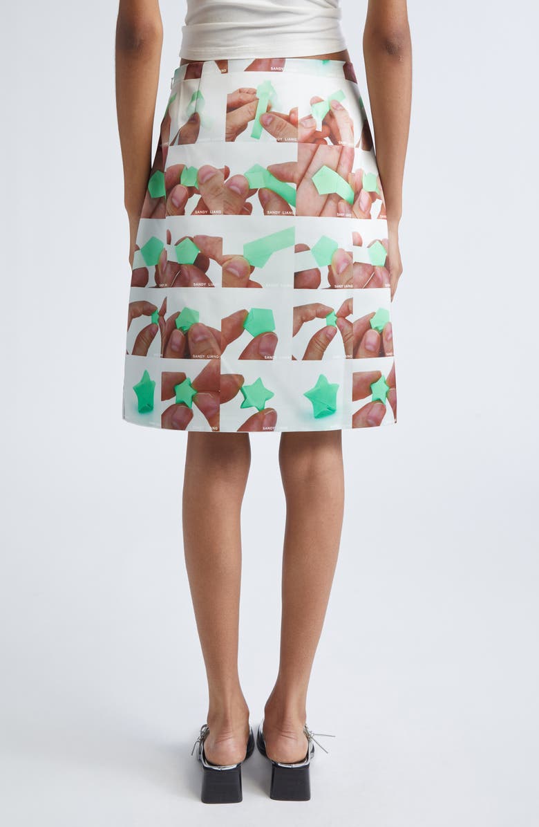 Sandy Liang Ina Origami Print A-Line Skirt, Alternate, color, White Multi