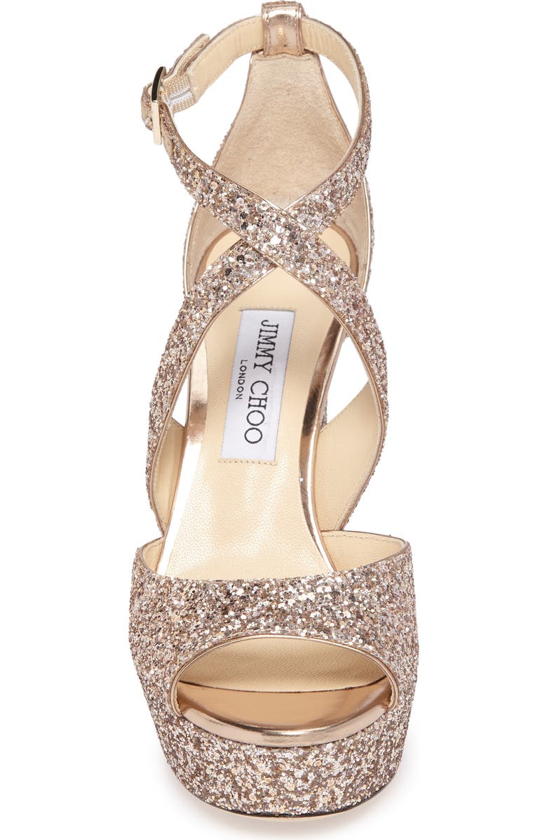 Jimmy Choo April Glitter Platform Sandal, Alternate, color,
