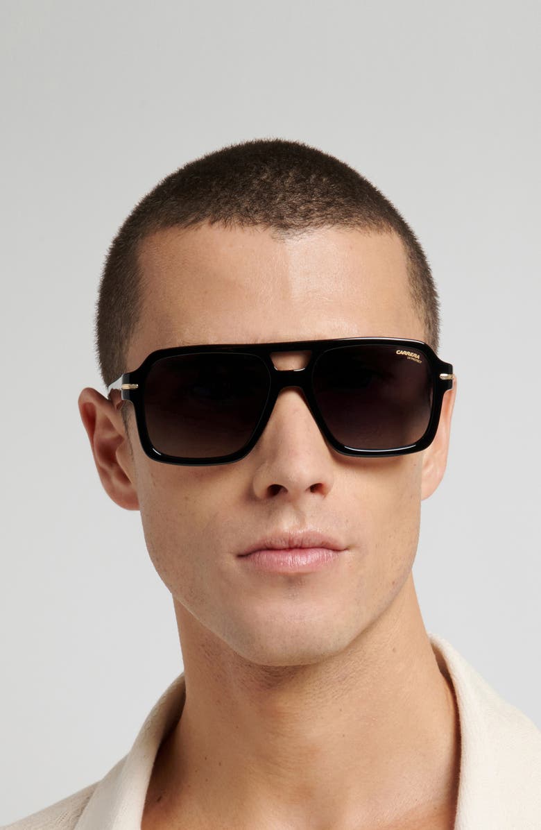 Carrera Eyewear 56mm Gradient Square Sunglasses, Alternate, color, Black/ Dark Grey