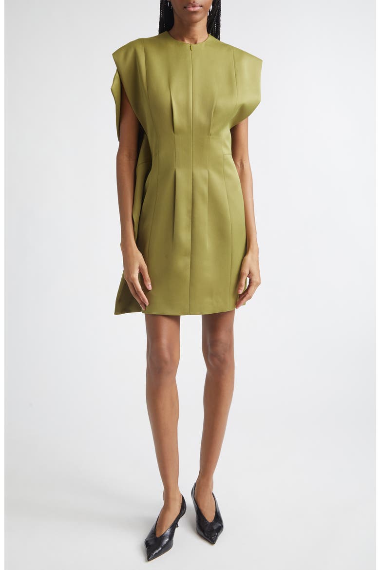 Tilia Asymmetric Sleeve Dress, Main, color, OLIVE GREEN