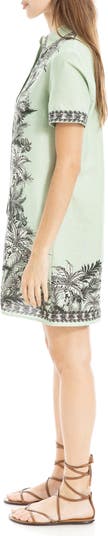 Border Short Sleeve Shirtdress