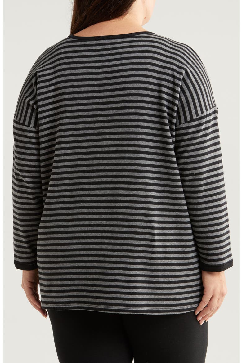 Stripe Long Sleeve Top, Alternate, color, BLACK/ ASH