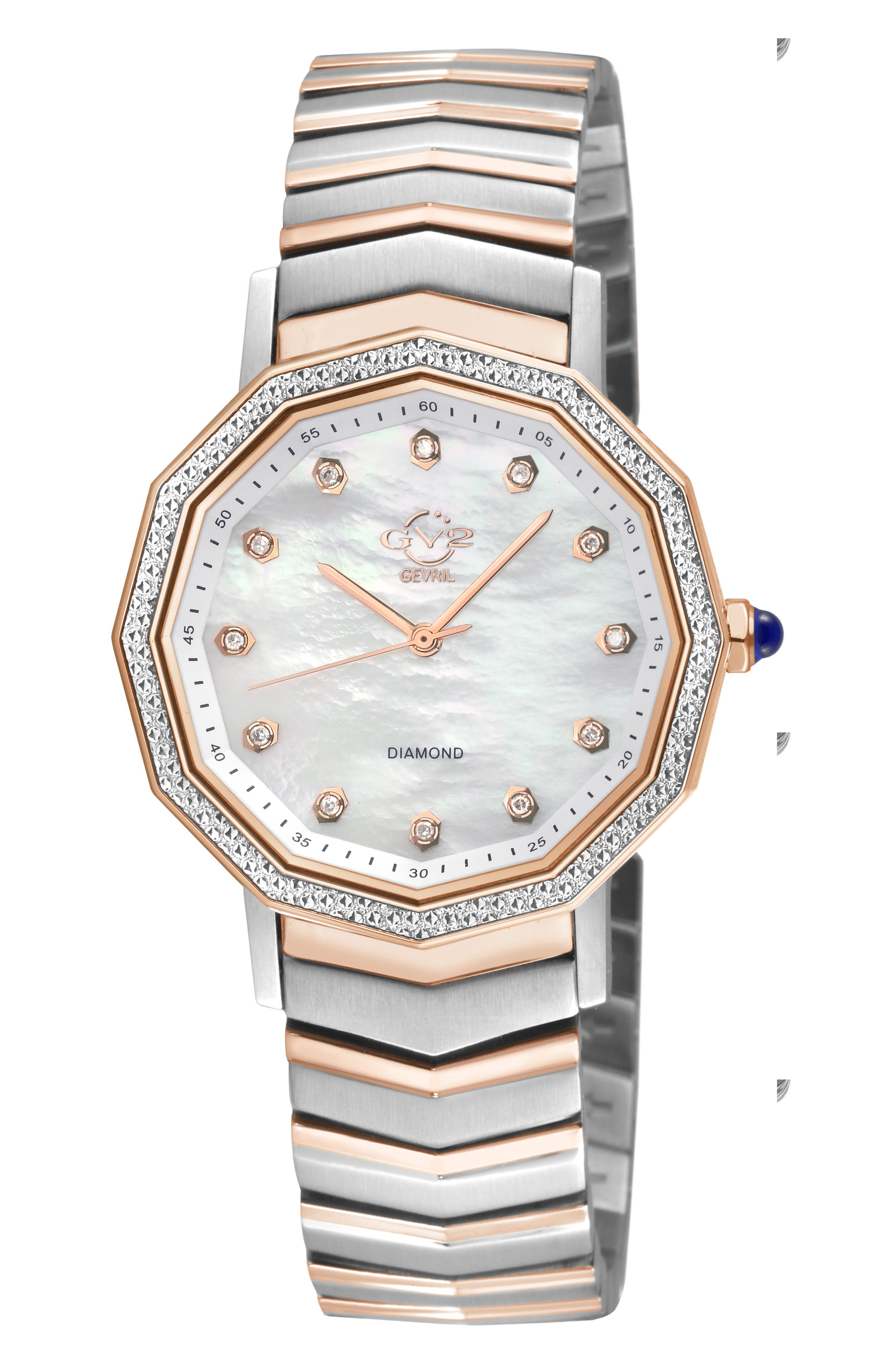 GEVRIL Spello II Mother-of-Pearl & Diamond Bracelet Watch, 36mm