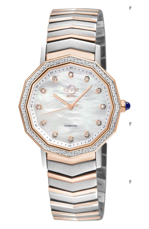 Spello II Mother-of-Pearl & Diamond Bracelet Watch, 36mm