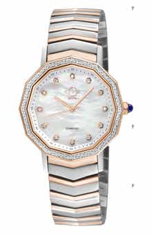 GEVRIL Spello II Mother-of-Pearl & Diamond Bracelet Watch, 36mm