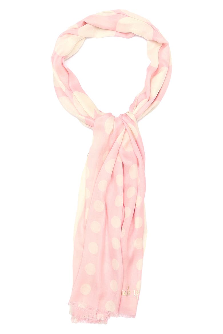 dots & bubbles oblong scarf, Alternate, color, CREAM/PINK LUPINE