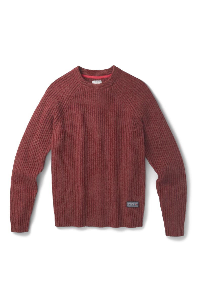 Aubin Ray Fisherman Rib Crew Neck Sweater, Alternate, color, Rust Mix