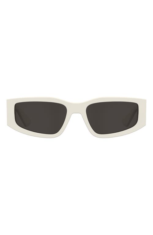 Moschino 56mm Gradient Rectangular Sunglasses In Ivory/grey