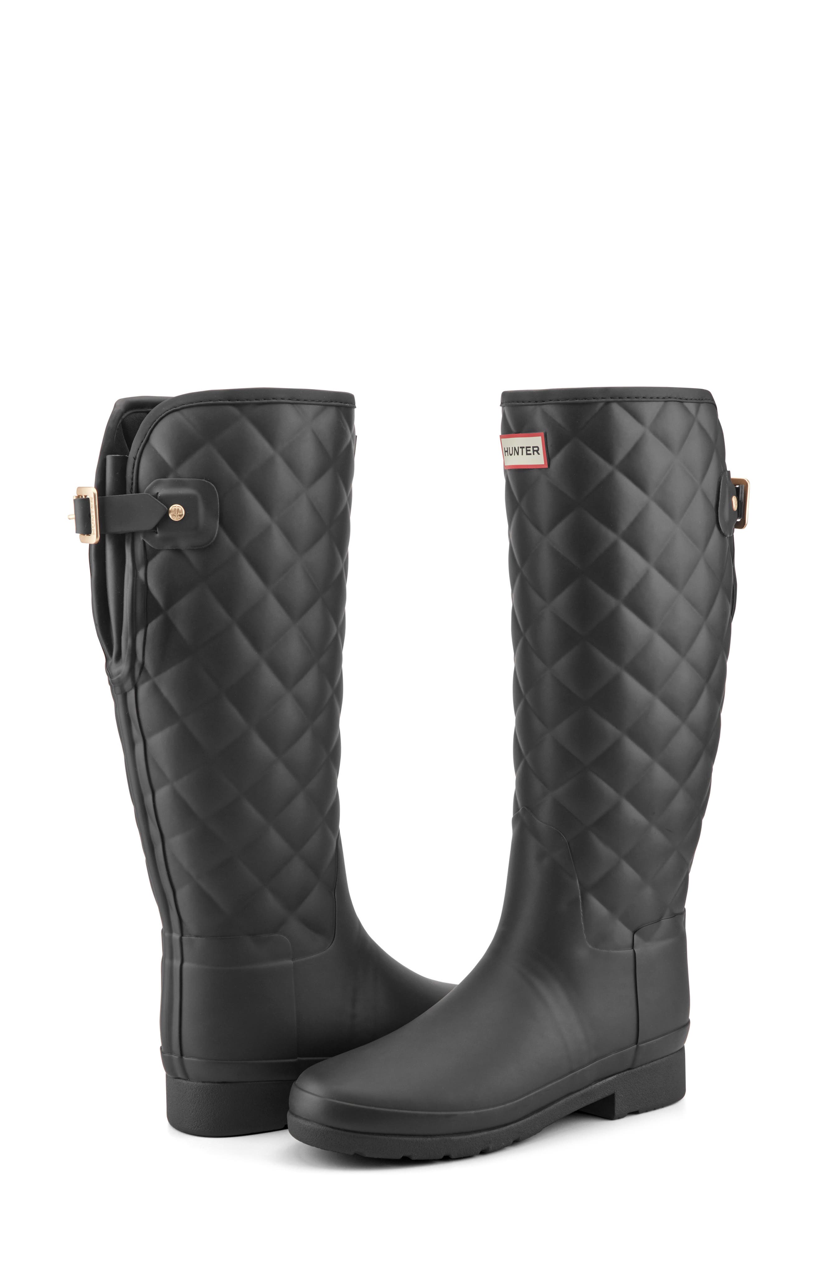 Refined Quilted Rain Boot, Alternate, color, BLACK