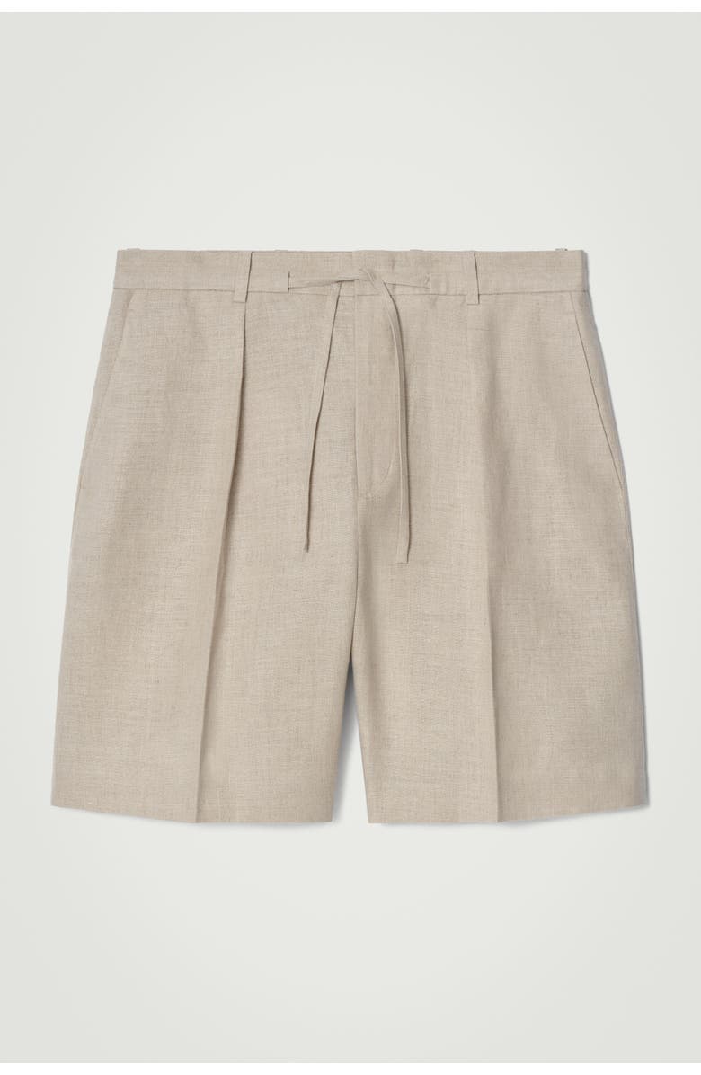 COS Tailored Drawstring Linen Shorts, Main, color,