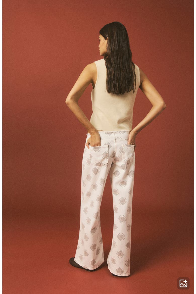 Print Low Rise Wide Leg Jeans, Alternate, color, ECRU