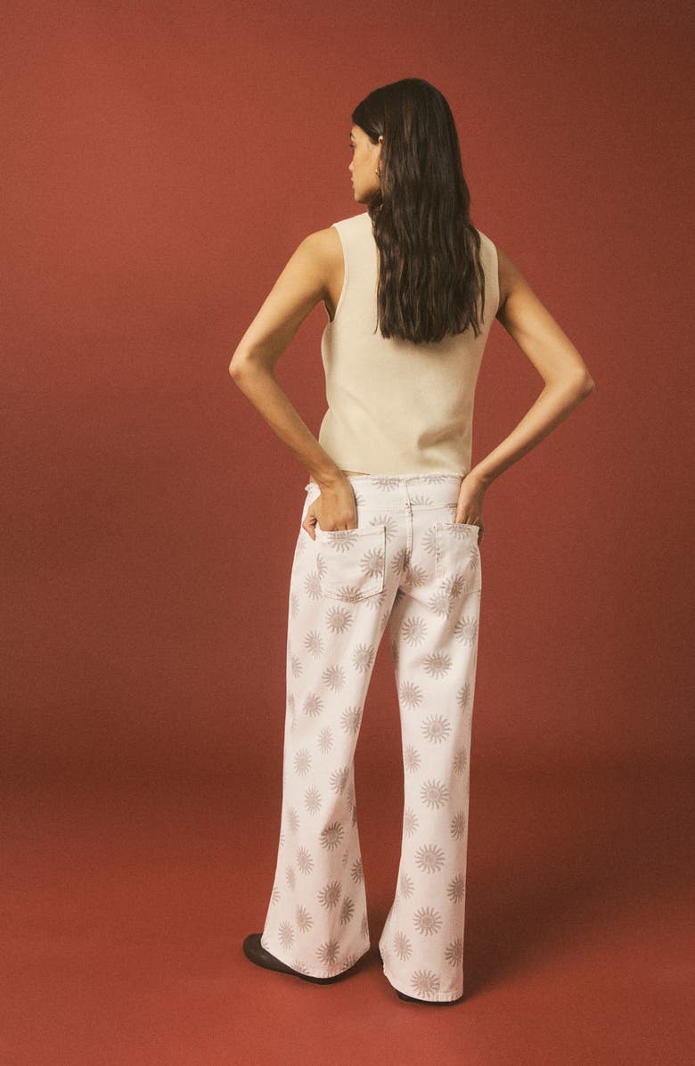 MANGO TEEN Print Low Rise Wide Leg Jeans, Alternate, color, 