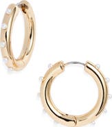 Open Edit Cultured Pearl Studded Hoop Earrings