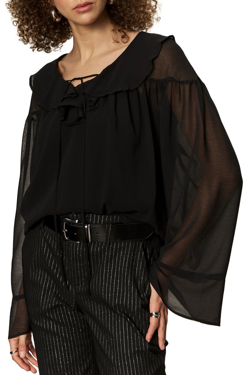 Sanctuary Secret Lover Ruffle Top, Alternate, color, Black