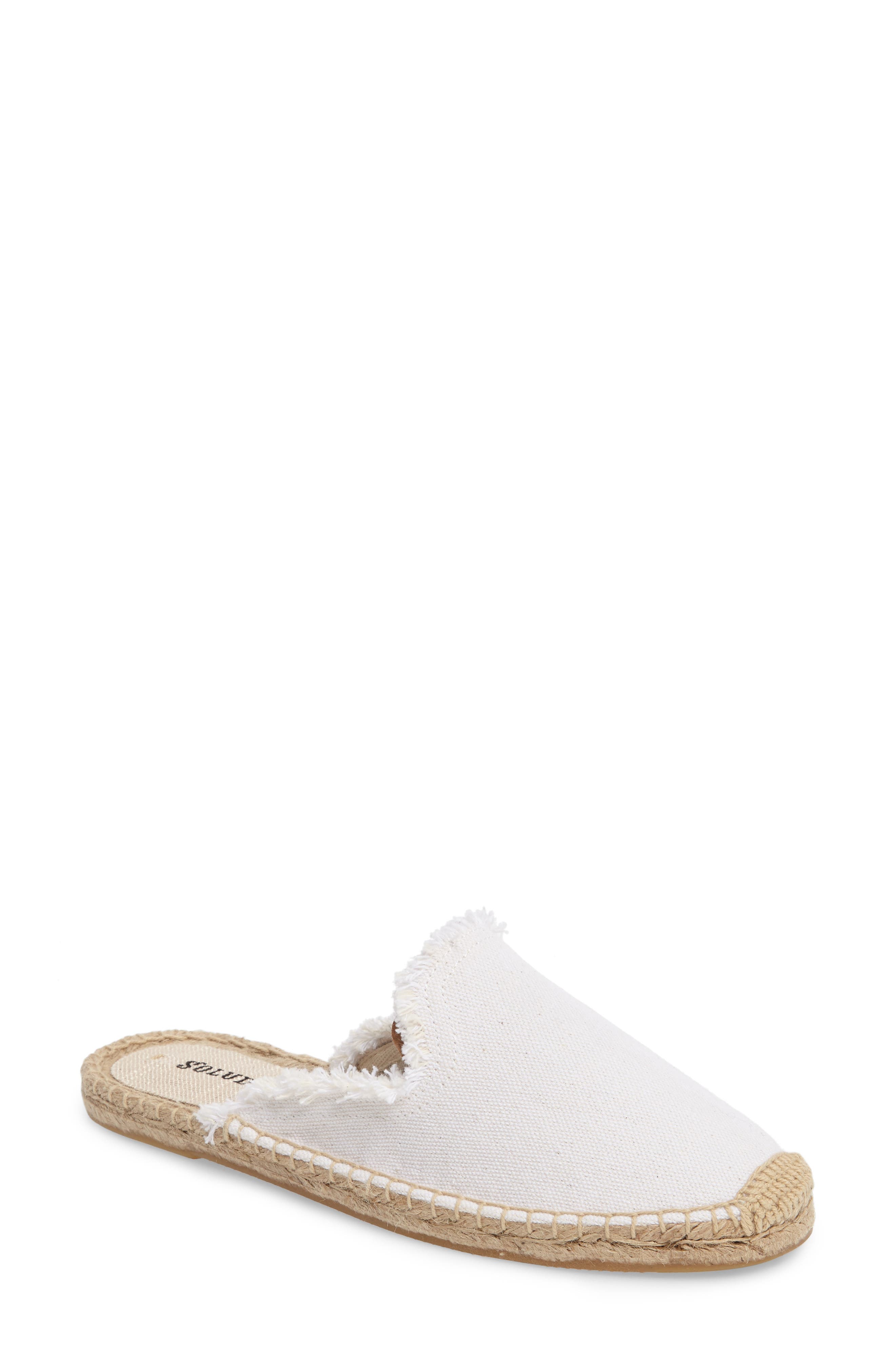 Frayed Loafer Mule, Main, color, WHITE CANVAS