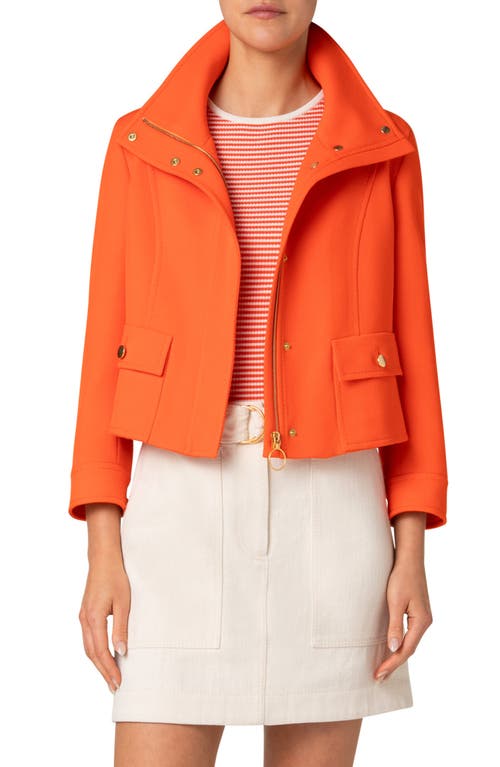 Akris Punto Wool Tricotine Crop Jacket In Orange