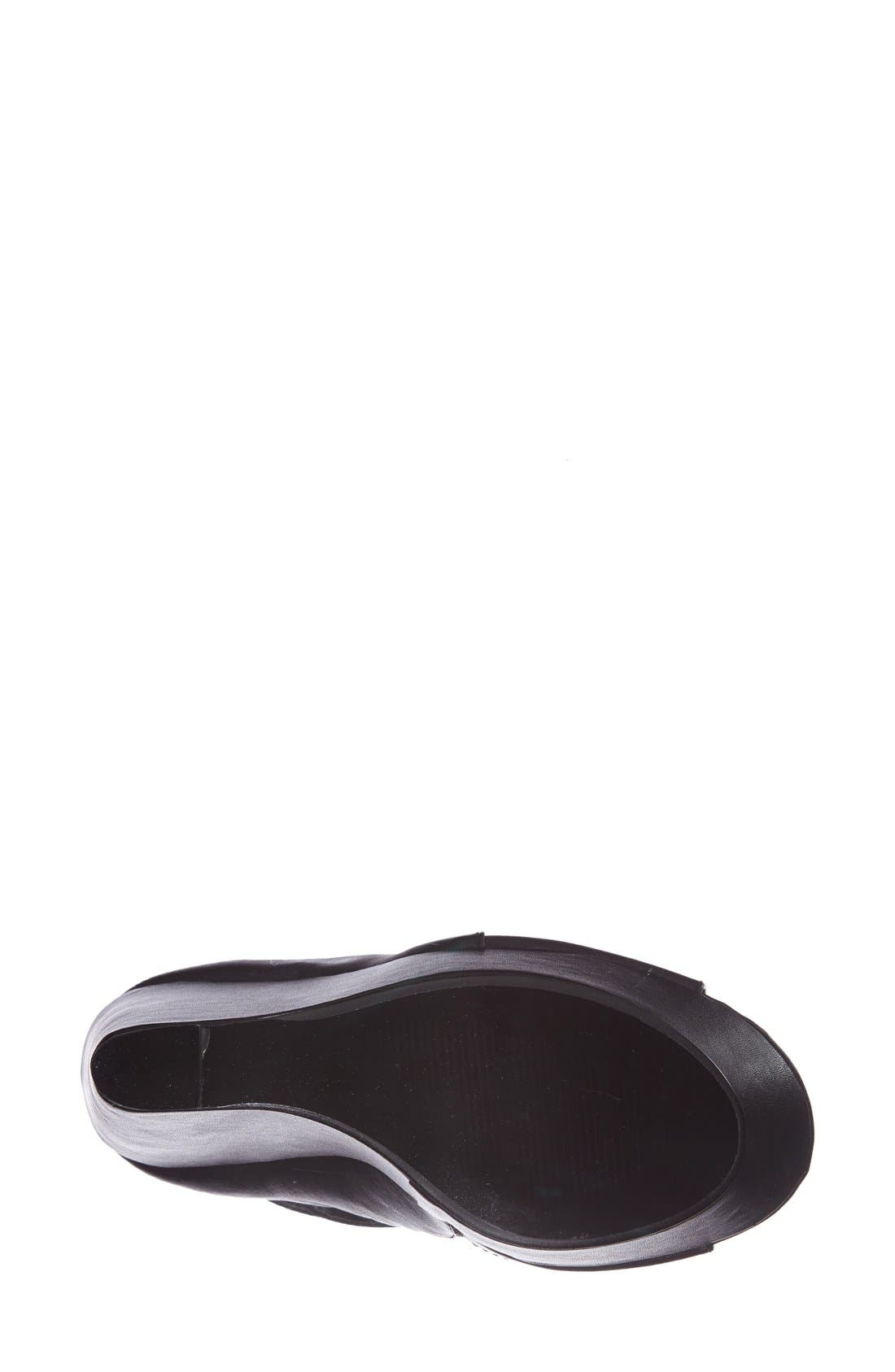 'Louees' Wedge Sandal, Alternate, color, BLACK LEATHER