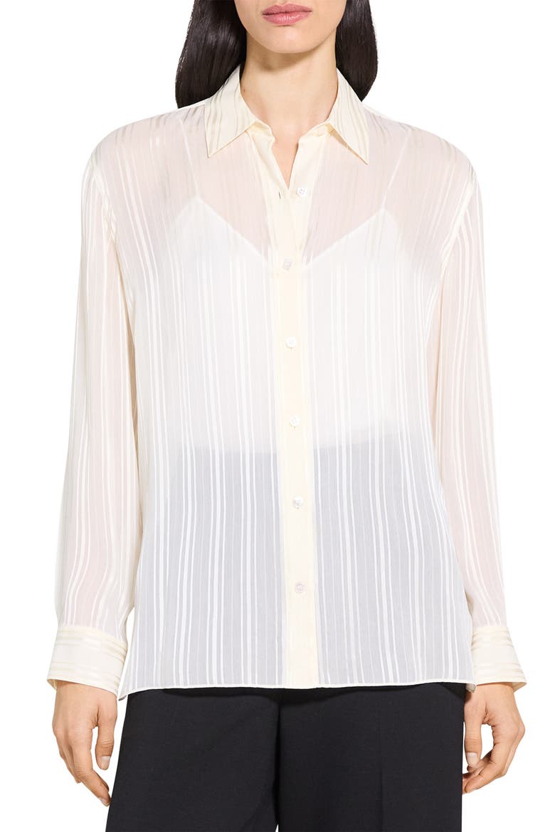 Tonal Stripe Button-Up Shirt, Main, color, IVORY