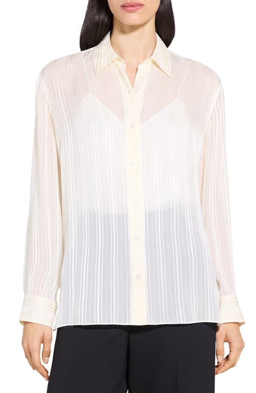 Theory Tonal Stripe Button-up Shirt In White