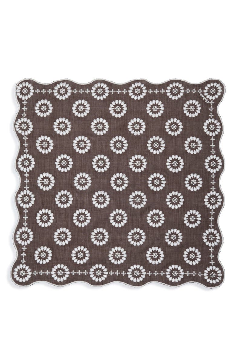 Madewell Embroidered Floral Eyelet Organic Cotton Bandana, Alternate, color, Dark Brown