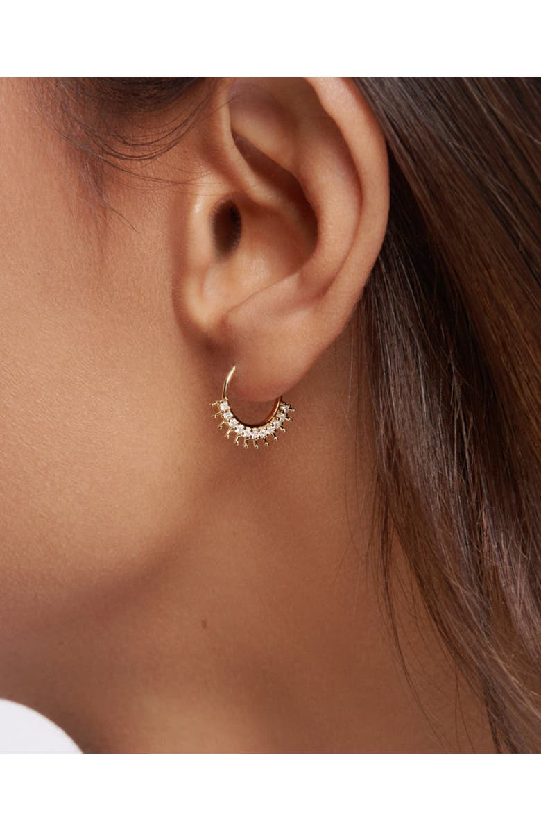 ZARUX Radiant Sunburst Diamond Hoop Earrings, Alternate, color, Yellow Gold