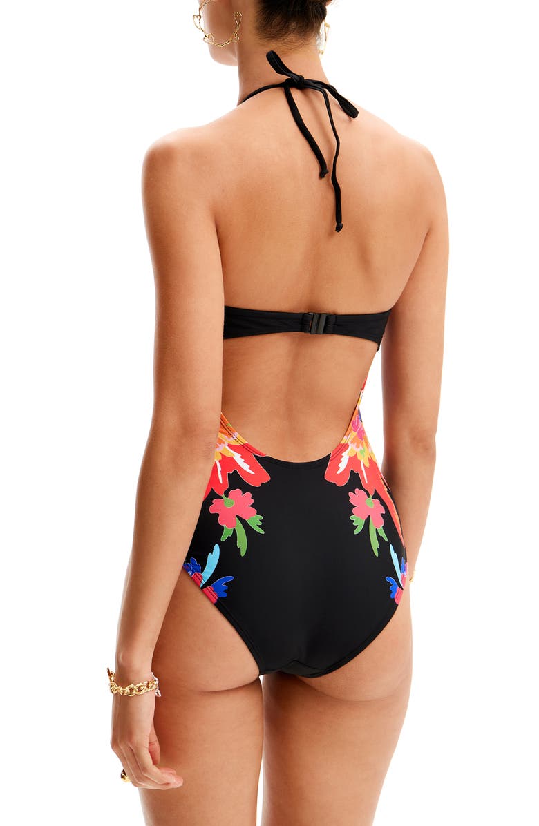 Desigual Swim Happy Bandeau One-Piece Swimsuit, Alternate, color, 