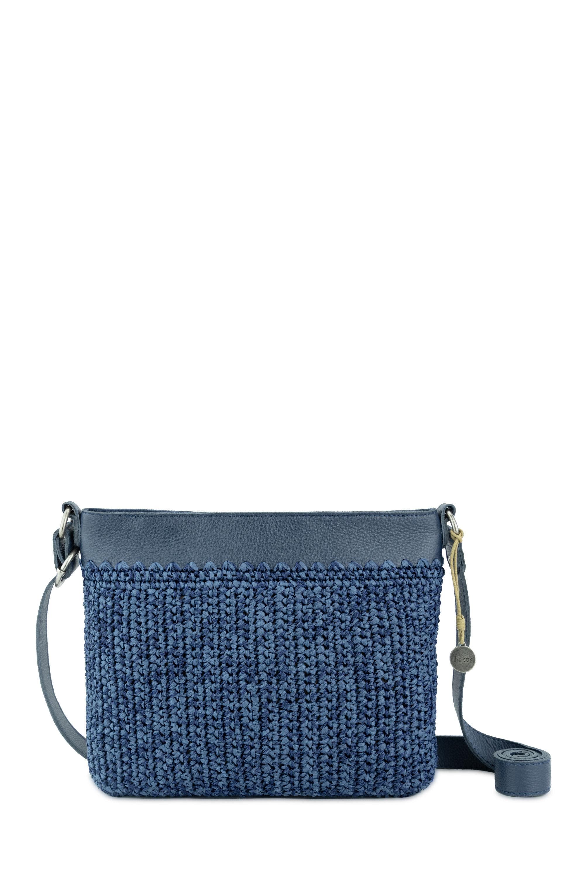 Melrose Crossbody Leather Bag, Main, color, Denim Tonal Straw