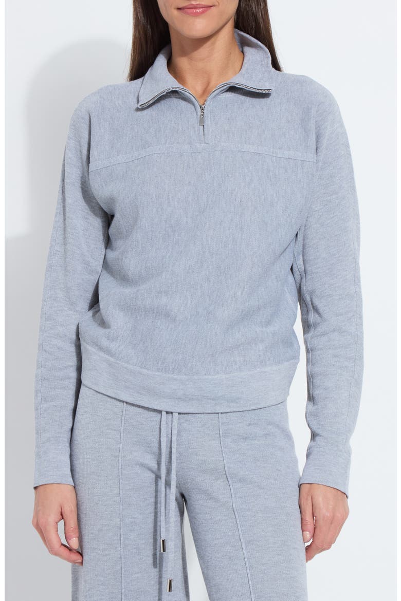 Viola Knit Half Zip Lounge Sweatshirt, Main, color, GREY MELANGE
