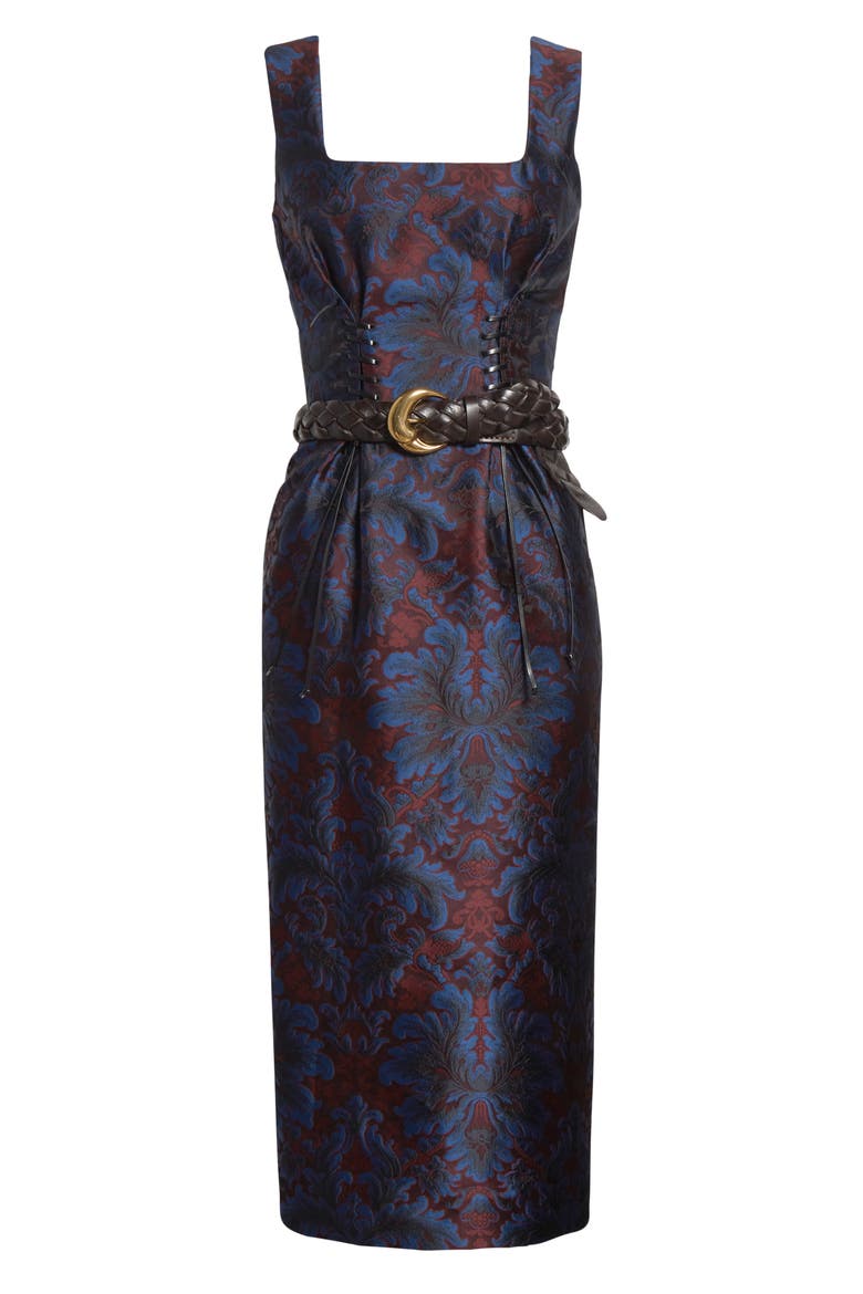 Paisley Jacquard Corset Sheath Dress, Alternate, color, MULTICOLOR BLUE BASE