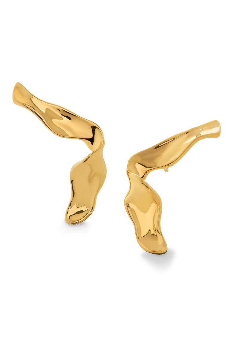 The Wave Stud Earrings, Main, color, YELLOW GOLD