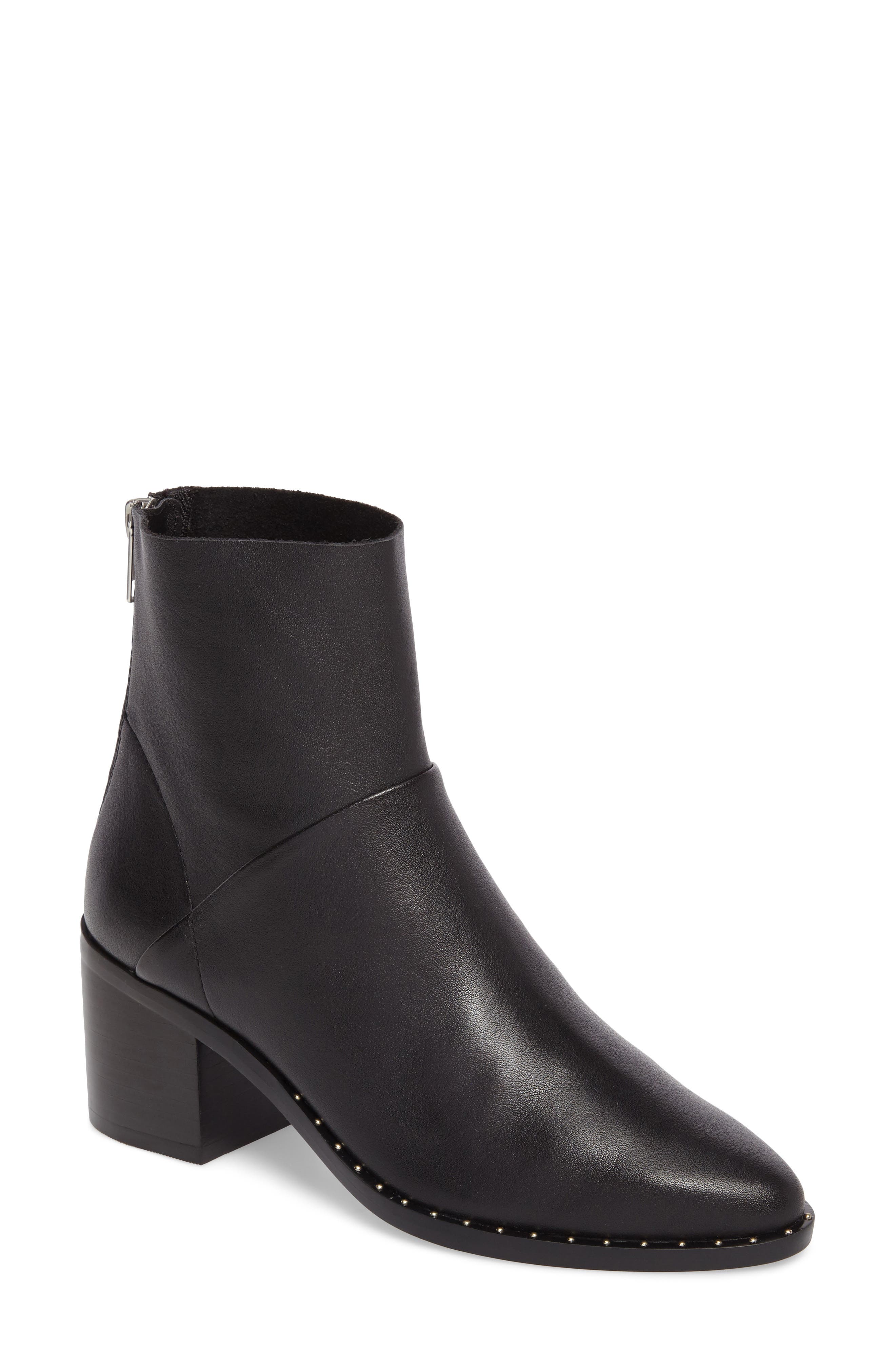 Farrah Studded Bootie, Main, color, BLACK LEATHER
