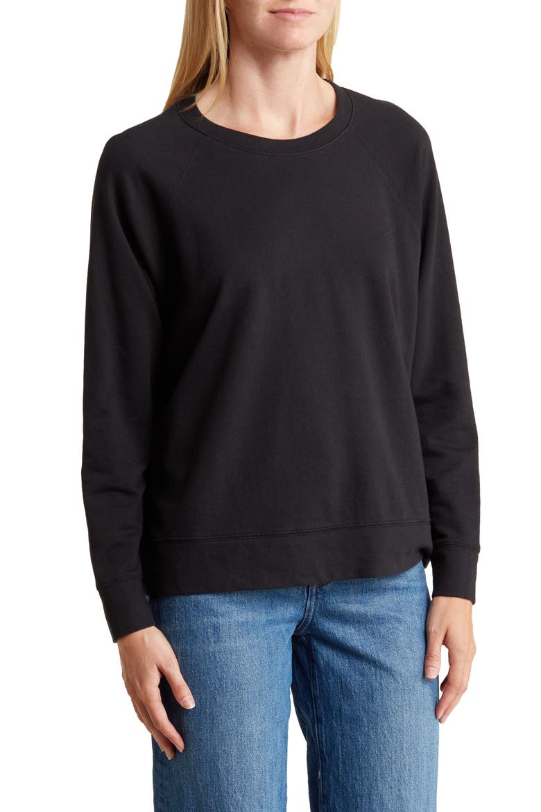 Cotton French Terry Relaxed Sweater, Main, color, BLACK