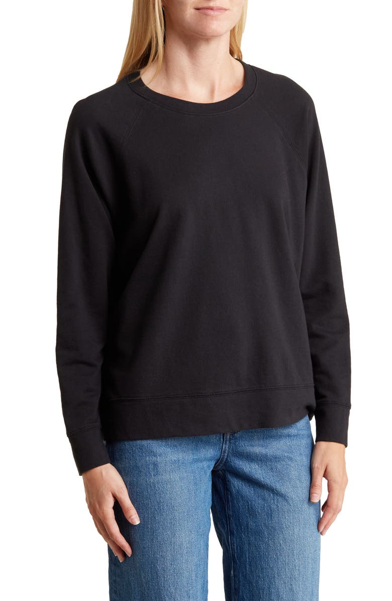 James Perse Cotton French Terry Relaxed Sweater, Main, color, Black