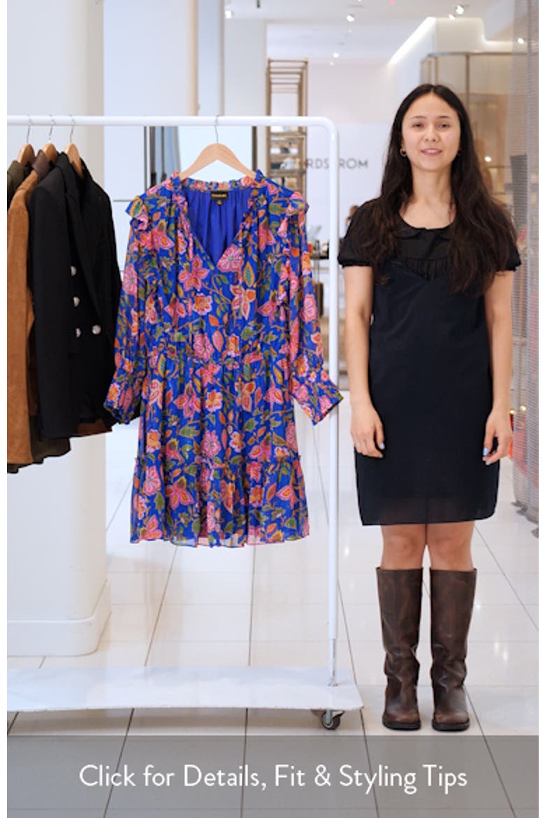 Wendey Floral Print Metallic Long Sleeve Dress video