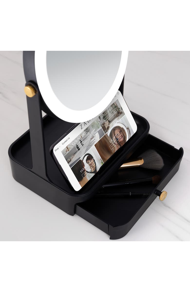 Zadro Back-to-School LED Lighted Makeup Mirror with Tray & Drawer, Alternate, color, Black
