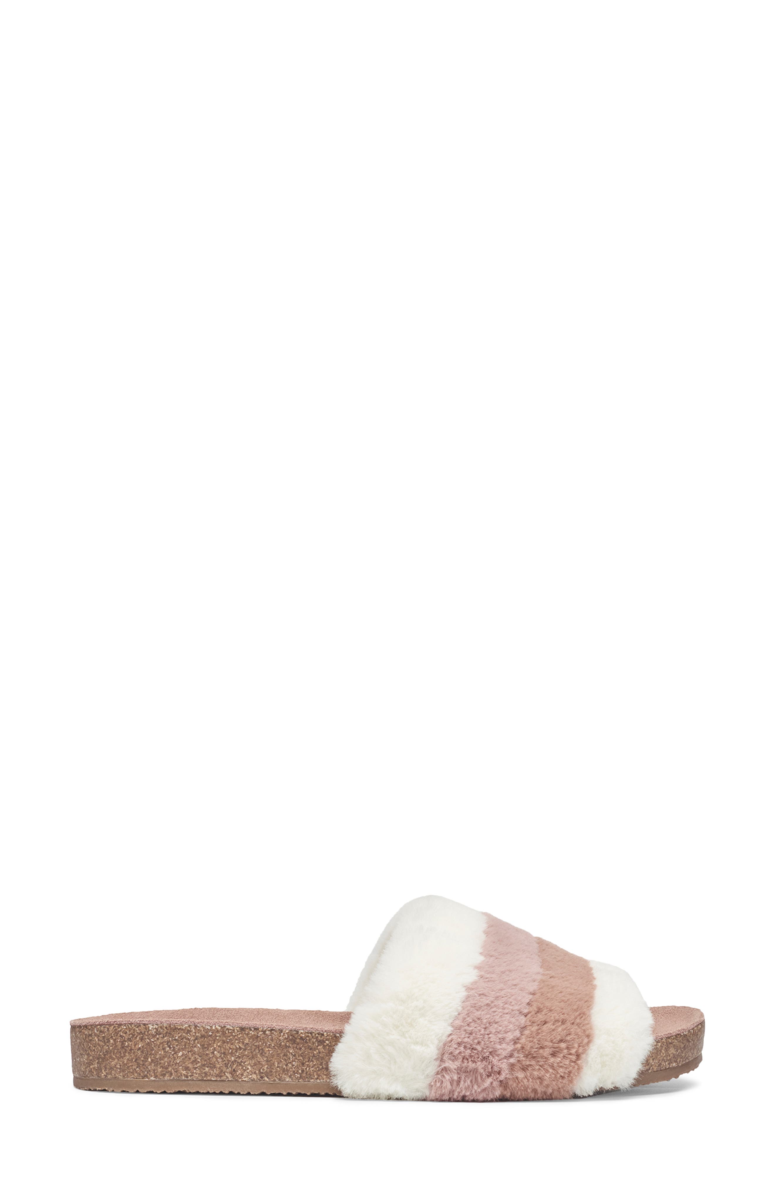 Splendid Robin Stripe Faux Fur Slide Sandal, Alternate, color, 