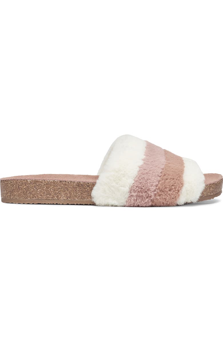 Splendid Robin Stripe Faux Fur Slide Sandal, Alternate, color,