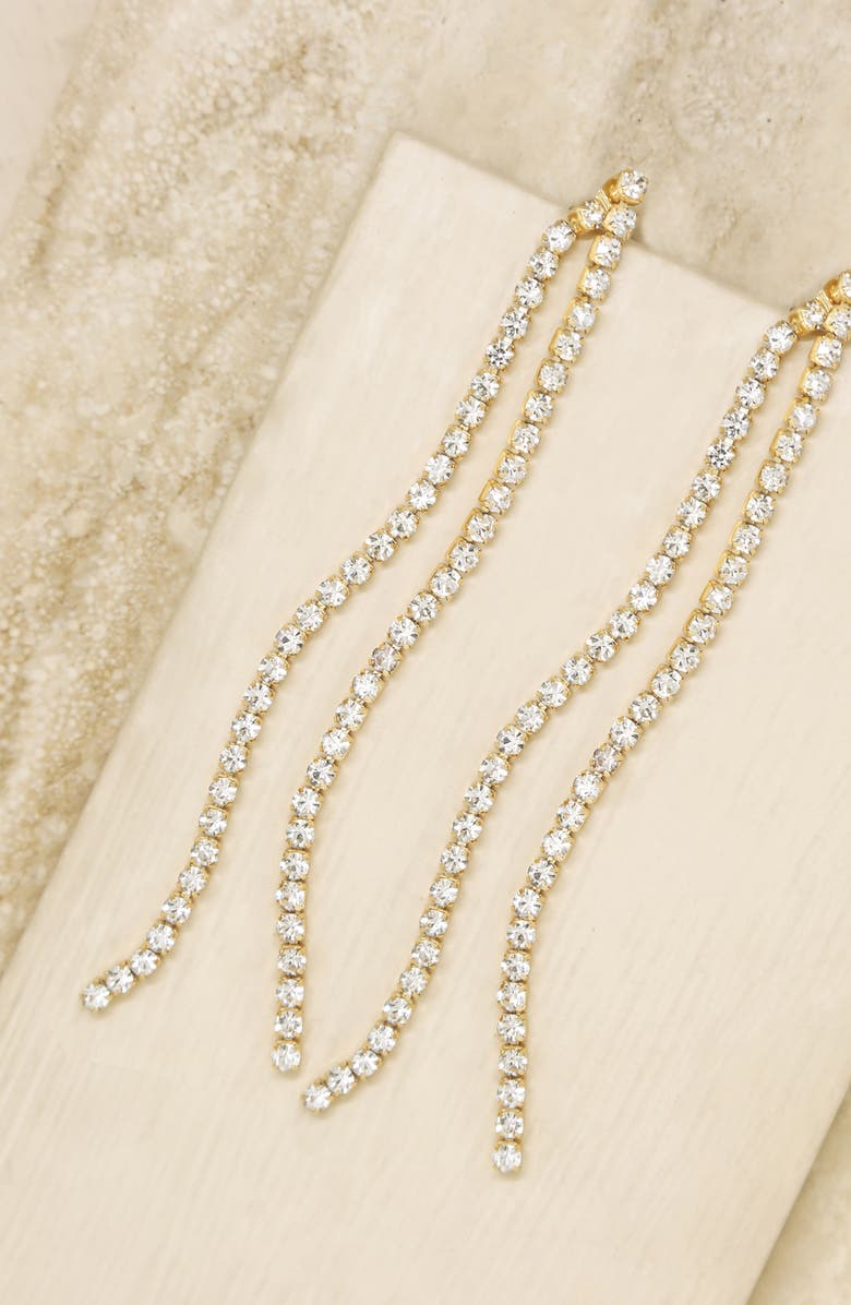 Ettika Crystal Linear Drop Ear Jackets, Alternate, color, 