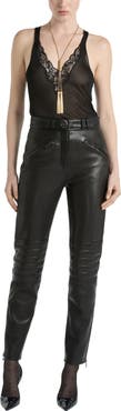 Balmain Lambskin Biker Trousers