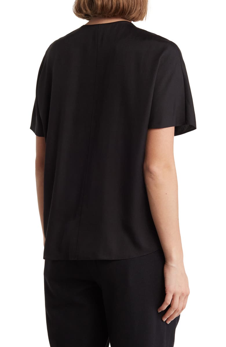 Vince Front Pleat Silk Blend Blouse, Alternate, color, Black