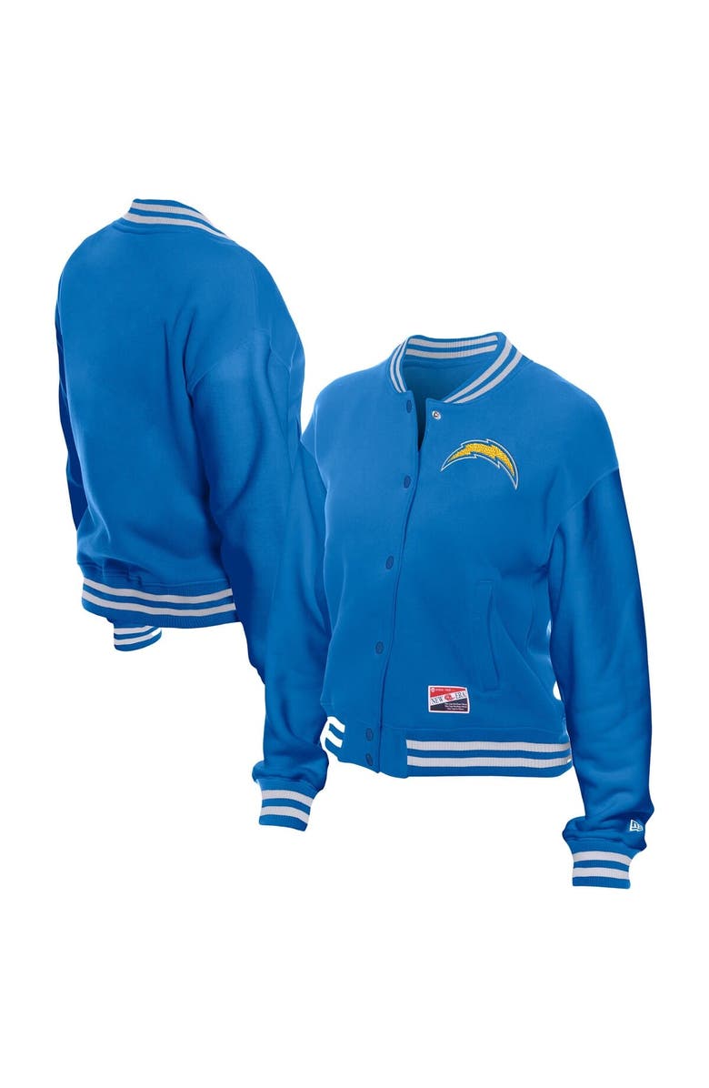 New Era Women's New Era Blue Los Angeles Chargers Throwback Fleece Full-Snap Jacket, Main, color, Blue