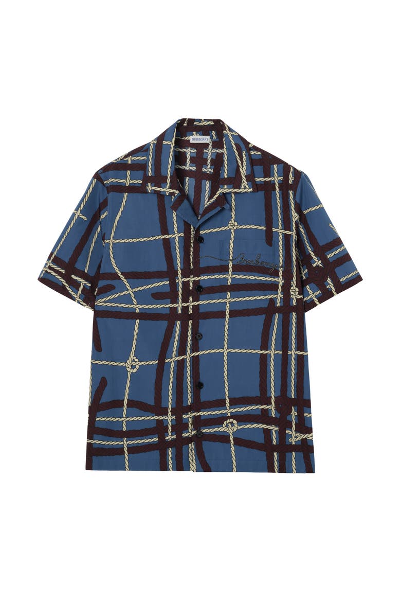 Relaxed Fit Knot Check Cotton Shirt, Main, color, Maritime blue