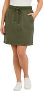 Roaman's Plus Size Pull On Drawstring Cargo Skort