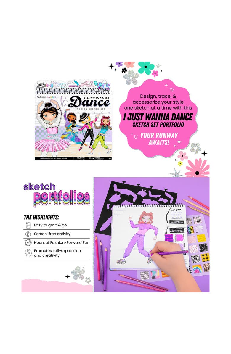 Fashion Angels Fashion Sketch Set, I Just Wanna Dance, Art and Craft Kit, Alternate, color, Multicolored