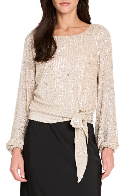 Tahari Asl Sequin Top In Neutral
