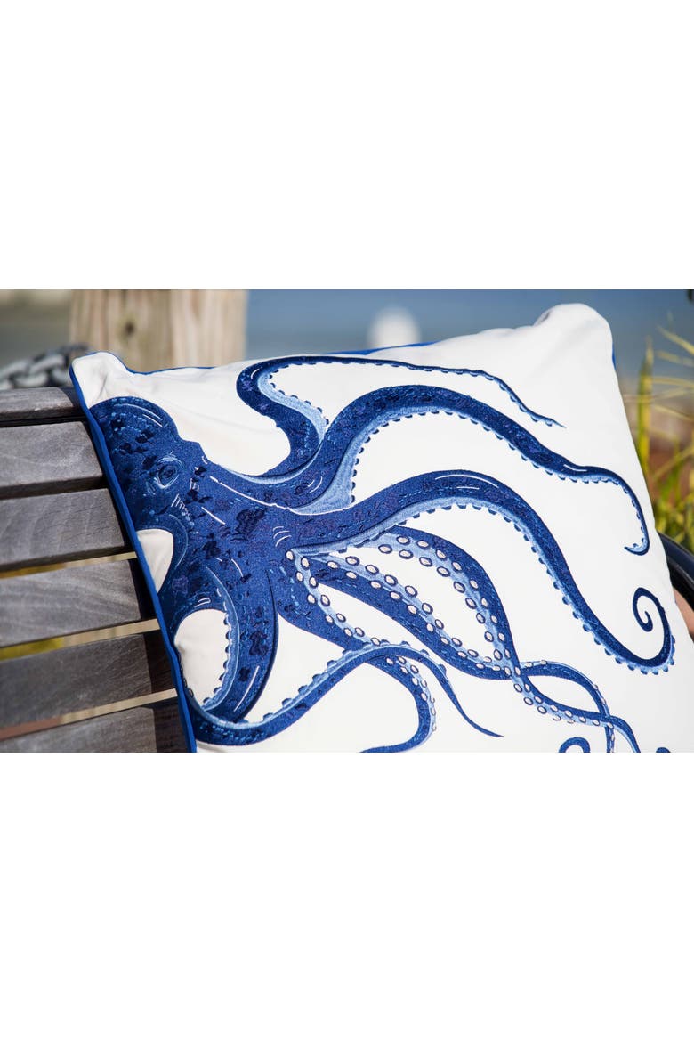 Blue Octopus Indoor/Outdoor Accent Throw Pillow 20" x 20", Alternate, color, Blue