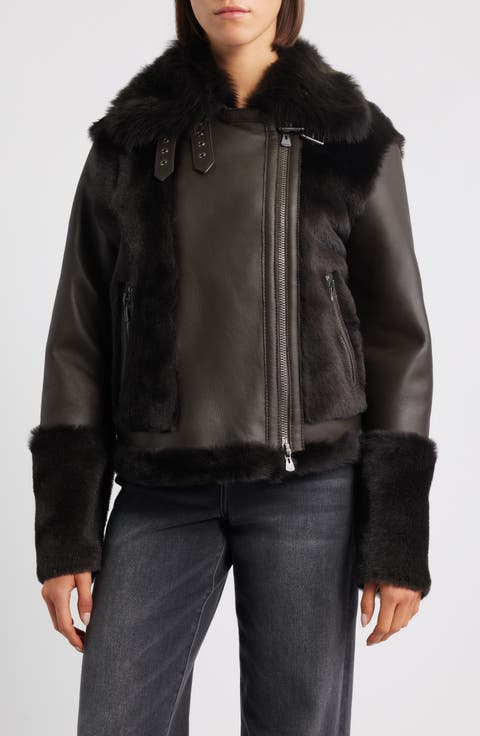 Soul Reversible Genuine Shearling Moto Jacket