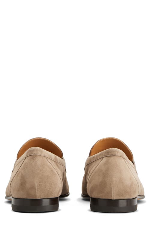 Tod's Suede Almond Toe Loafers With Tonal Stitching In Creta Chiaro