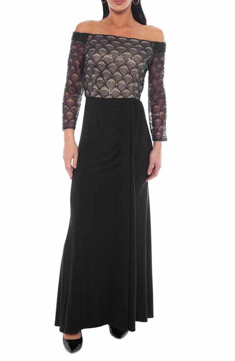 Off the Shoulder Beaded Gown